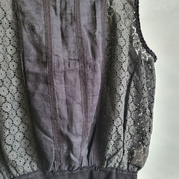 FREE PEOPLE BLACK NEW ROMANTICS SLEEVELESS LACE SHEER TANK NWT SZ S - Picture 5 of 11